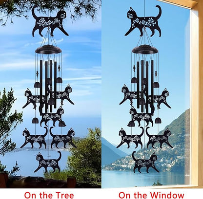 Outdoor Cats Wind Chimes Decoration, Mobile Wind Catcher, Retro Cat Wind Bells, Memorial Wind Chime, Blessing Windchime for Home, Balcony, Yard, Room, Xmas, Party, Indoor, Garden Decor, Gifts for Mom