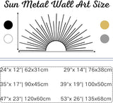 Yemwot Sun Metal Wall Decor, Metal Sun Wall Decor Outdoor, Sunrise Art, Minimalist Line Art, Boho Sign, Living Room, Bedroom or Outdoor Hangings (Black, 47"x 23"| 120x60cm)