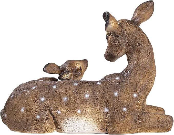 14.9 Inch Mother & Fawn Deer Statue Decoy, Outdoor Garden Lawn Ornament for Yard Patio Christmas Decor, for Female Garden Enthusiasts