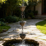 3.3 Ft Copper Alloy Rain Chain with Lotus Cups, Decorative Outdoor Gutter Chain for Gardens, Vintage Style for Outdoor Decor