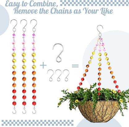 Landical 9 Pack 12 Inch Suncatcher Plant Hanger Hanging Basket Chains with Hooks Crystal Suncatcher Prism Window Hanging Chain Garden for Flower Pots Bird Feeders Wind Chimes Ornaments(Mixed Color)
