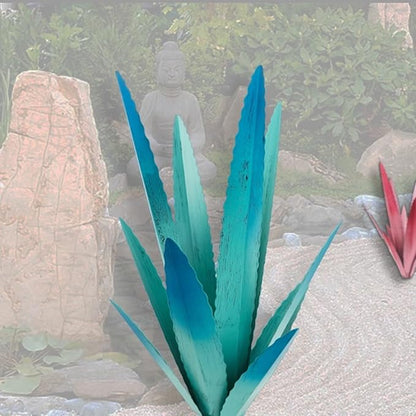 Rustic Metal Tequila Agave Sculpture, Wind Resistant Vivid Iron Plant Statue Figurines Ornament for Country Garden Courtyard Lawn Patio Decor, Metal Yard Art Holiday Outdoor Decorations (A)