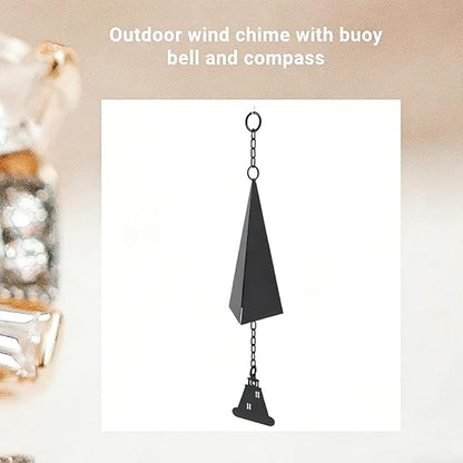 Outdoor Wind Chimes with Buoy Bell & Compass Three-Tone Triangle Wind Bells for Garden,Patio or Porch Decor,Weather-Resistant Iron Windbell Decorations