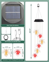 DOUBLEZHE Solar Wind Chimes, Color Changing Maple Leaf Wind Chimes for Outside, Birthday Gifts for Women Mom Grandma, Waterproof Outdoor LED Decoration Mobile Lights for Garden Patio Yard Party Decor