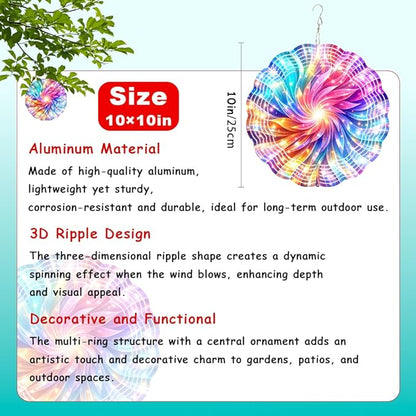 10x10 Rainbow Swirl Starburst Spinning Wind Chime Colorful Light Beam Crystal Chimes Outdoor Garden Wind Spinner Mother's Day Housewarming Gift