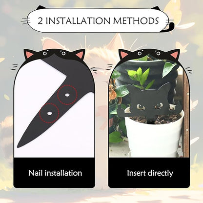 Bnesi 2 Pcs Black Cat Garden Sculptures Metal Fence Decorations Outdoor Decorations for Cat Lovers Black Metal Yard Art Lawn Ornaments Home Decor for Garden Yard Lawn (Funny)