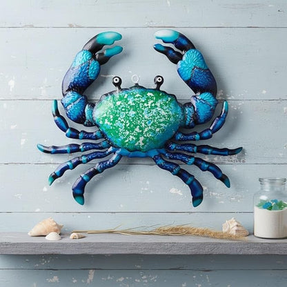 WPCJREU Crab Iron Wall Art - Marine Style Decorative Piece for Garden, Kitchen, Patio & Home Entrance - Ocean-Themed Metal Sculpture for Coastal & Nautical Spaces(A)