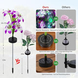 Solar Garden Lights Outdoor - Solar Flowers Lights Outdoor Decorative Waterproof, 40 Hour Coloring Changing Lily Flower Yard Pathway Light Solar Powered, Cemetery Decoration, Backyard Decor, 4pcs