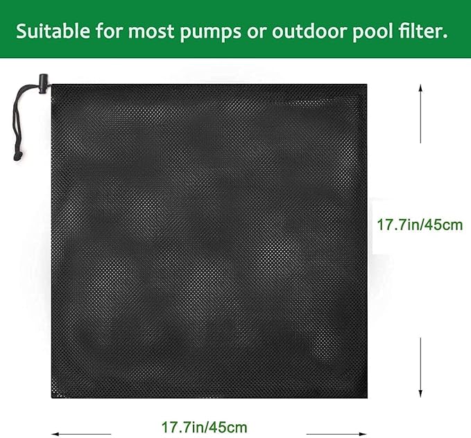 17.7"x 17.7" Large Pump Barrier Bag, Pond Pump Filter Bag, Black Media, Nylon Mesh Bag, Swimming Pool Filters(Black)
