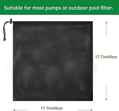 17.7"x 17.7" Large Pump Barrier Bag, Pond Pump Filter Bag, Black Media, Nylon Mesh Bag, Swimming Pool Filters(Black)