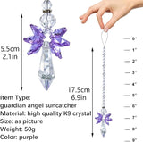 Rainbow Guardian Angel Crystal Suncatcher as Home/Car Decoration & Porch Decor & Hangings Crystal Glass Ornament for Mom (Purple)