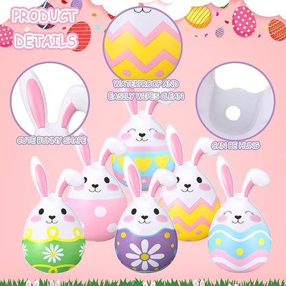 Jetec 12 Pcs 12 Inch Easter Egg Inflatable Decorations Hanging Inflatable Easter Balloons Decor PVC Large Outdoor Colorful Eggs Bunny Text Blow up Yard Ornaments for Lawn Garden Party(Egg)