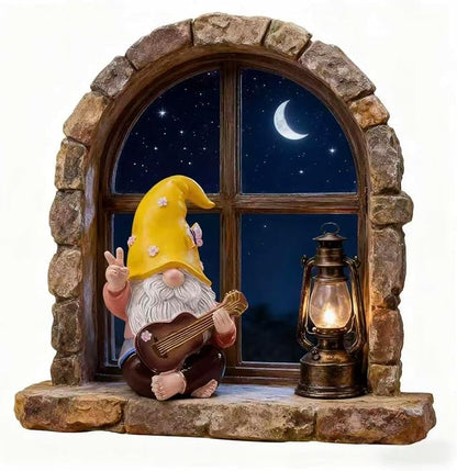 Garden Hippie Gnome Decor Statue,Funny Garden Gnomes with Peace Sign Decor Outdoor ，for House,Lawn,Patio and Porch, Gifts for Friend,Family. (Yellow)