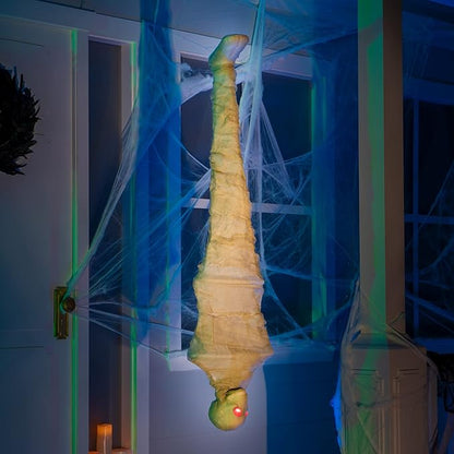 JOYIN 47" Halloween Decorations Hanging Cocoon Corpse, Halloween Indoor Decor, Light Up Corpses Skeleton, Scary Outdoor Decoration, Dead Body Prop for Haunted House Yard Outside Decor