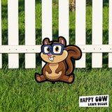 Garden Outdoor Small Metal Art 7"x 6" Weather Resistant Lawn Ornaments Sturdy Stakes Yard Sign Decoration for Patio (Chipmunk with Glasses)