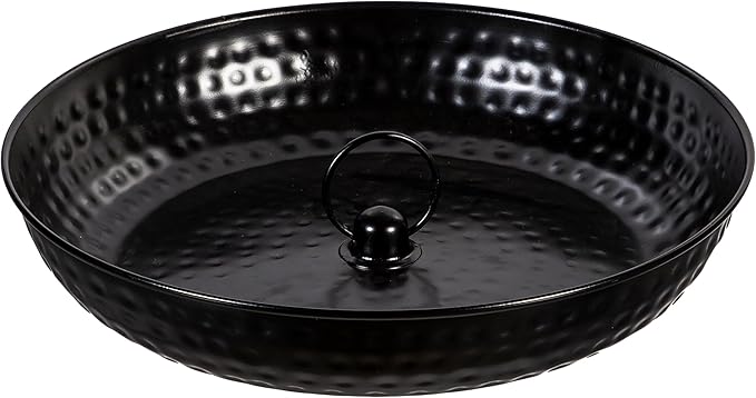Evergreen Garden 14" Rain Chains Basin, Display Dish w/Chain, Rainwater Collection for Roof Gutter Downspout, Decorative Bowl Rain Chain Basin for Garden & Patio (Black Textured)