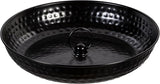 Evergreen Garden 14" Rain Chains Basin, Display Dish w/Chain, Rainwater Collection for Roof Gutter Downspout, Decorative Bowl Rain Chain Basin for Garden & Patio (Black Textured)