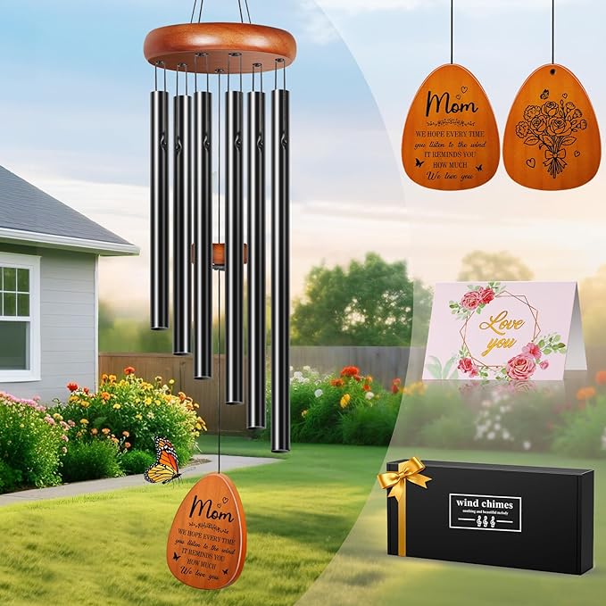 Gifts for Mom Grandma, Winzwon Wind Chimes for Outside, Mother Birthday Gifts from Daughter Son, Garden Patio Balcony Yard Decor, Christmas for Mom