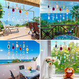 WEISIPU Set of 6 Crystal Sun Catchers - Window Hanging Sun Catchers with Crystals and Agate Slices, Wind Chimes Ornaments Decor Prism for Home Car Window Party Decorations-6 Pcs