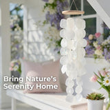 Solange & Frances Natural Capiz Shells Wind Chimes for Outside. Spring Decor Wind Chimes Patio Decor. Unique Gift Ideas for Mom, Birthday Gifts for Women