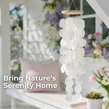 Solange & Frances Natural Capiz Shells Wind Chimes for Outside. Spring Decor Wind Chimes Patio Decor. Unique Gift Ideas for Mom, Birthday Gifts for Women