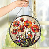 Stained Glass Suncatcher Window Hanging, 7.8 Inch Handmade Sunflower Garden suncatchers, Suncatcher Home Decor,Gift for Women, Mom, Grandma (Flower)