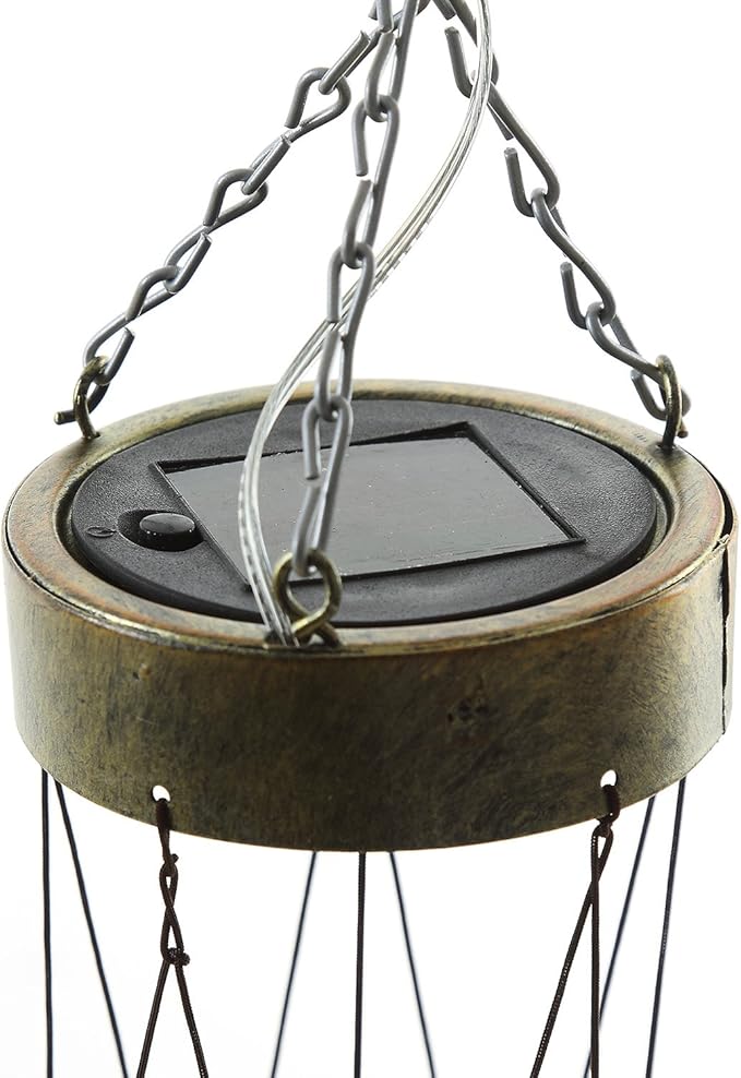 CEDAR HOME Solar Wind chime Unique Outdoor Indoor Hanging Mobile Bell WindChime Light Inspirational Religion Cross for Garden Lawn Yard Patio Waterproof Metal Glass Home Decor, 5.5"W x 3.5"D x 33"H