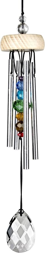 Woodstock Wind Chimes for Outside, Garden, Patio, Porch and Outdoor Decor (10'') Gem Drop Chime Prism Small Wind Chimes Christmas/Hanukkah Gifts (GEMPR)