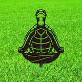 WADORN Meditation Turtle Metal Decorative Garden Stakes, Black Sea Turtle Meditating Outdoor Statues Silhouette Turtles Yoga Lover Gifts Stakes Ornaments for Yard Art Garden Patio Backyard Lawn Decor