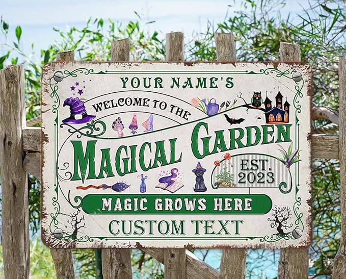 Personalized Metal Signs with Name Made in USA Custom Vintage Garden Sign Waterproof Vintage Decorative Metal Print for Wall Decor Customized Home Garden Ideas Gifts Artwork Prints for Yard Ourdoor