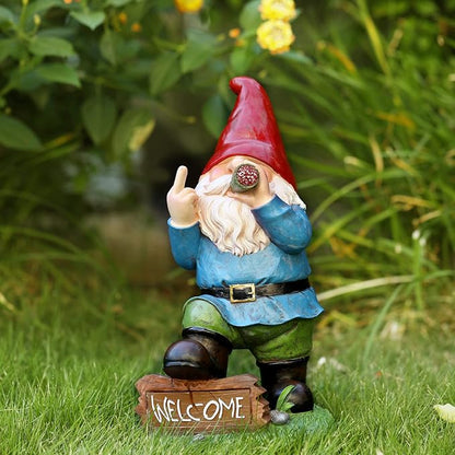Panven Gnomes Garden Decor, 13.5" Tall Solar Large Inappropriate Funny Gifts Gnome Outdoor Statues for Yard, Patio, Lawn, Outside Naughty Gnome Garden Decorations Gift for Men Women