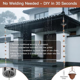 Solid Rain Chain for Gutters – 8.5ft Cast Iron Rain Catcher Chain, Decorative Rain Chimes Outside with 12 Cups & Hummingbird Decor