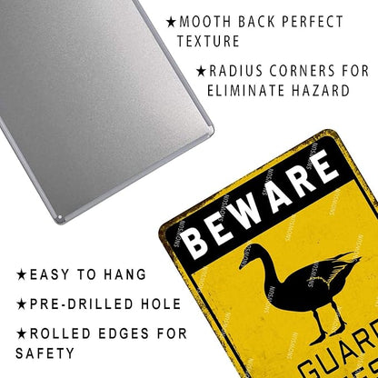 snowsun Beware Guard Geese on Duty Funny Metal Signs Vintage Tin Sign for Home Yard Farm Street Fence Wall Decoration 8×12 Inches
