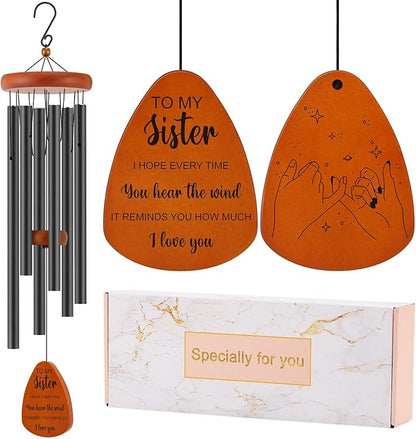 Sister Birthday Gifts, Sister Gifts for Birthday, Valentines Day, Galentines, Mothers Day, Thanksgiving, Christmas, 32 Inch Wind Chimes Gift for Home Decor