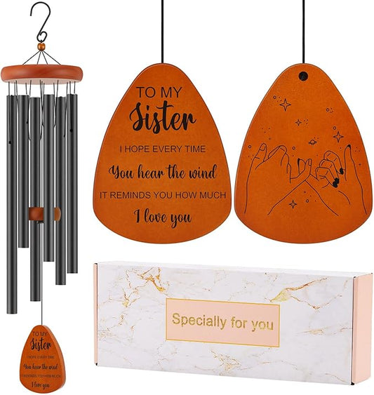Sister Birthday Gifts, Sister Gifts for Birthday, Valentines Day, Galentines, Mothers Day, Thanksgiving, Christmas, 32 Inch Wind Chimes Gift for Home Decor
