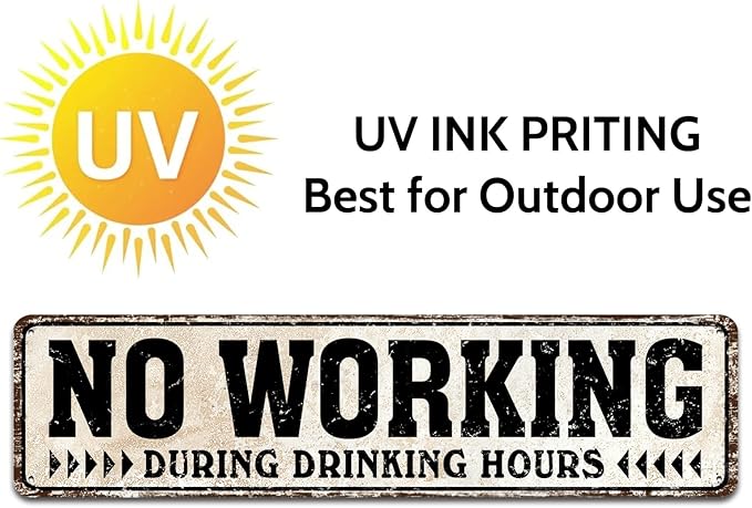 No Working During Drinking Hours Tin Metal Sign Home Bar Pub Restaurant Wall Decor 4X16-Inch (No Working）