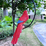 Parrot Bird Perched Statue Hanging Ring for Garden and Home Decor - Parrot Dimensions 9.8" High