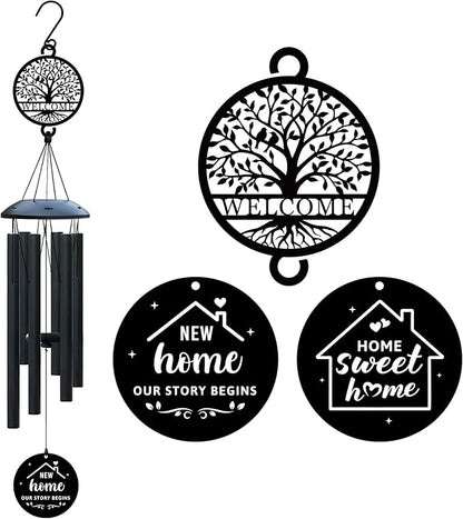 House Warming Gifts New Home, 37" Black Wind Chimes Housewarming Gifts, New Home Gift Ideas for Women Men Homeowners Couples Family Friends,Outdoor Decor for Patio,Garden,Yard