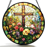 Funoasis Stained Glass Window Hanging 6.3 Inches Suncatcher - The Religious Atmosphere Imbued with A Pastoral Style Ornaments Sun Catcher Home Decor Women Birthday