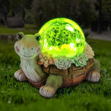 Solar Turtle Garden Statue Lights for Outdoor Decor with Succulent and LED Lighting - Lawn Decoration Resin Tortoise Figurine for Patio Yard Balcony Ornament - Valentine Day Gifts for Mom Grandma