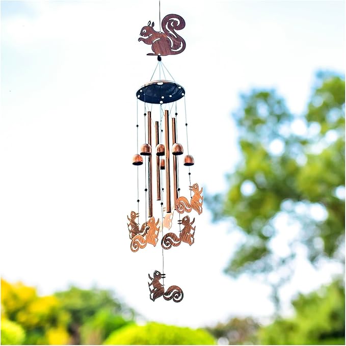 for Mom Squirrel Wind Chimes for Outside,Squirrel Gifts for Women Men/Memorial Gift/Birthday Gifts Metal windchimes Outdoors/Indoors,Garden Decor,Patio,Home,Porch,Yard Decorations