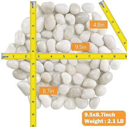 River Rock Stepping Stones Outdoor for Garden Walkway, 10 inch 6 Pcs Hexagon Shape Paver Step Stones Polished Pebble River Stone Mat for Yard Lawn Patio Pathway Walk Way - White