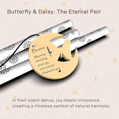 Bestie Gifts for Women, Best Friend Birthday Gifts, 32" Butterfly Daisy Modern Wind Chimes, Unique Friendship Gift for Birthday, Bestie Gift Ideas for Bestfriend BFF (for Bestie)