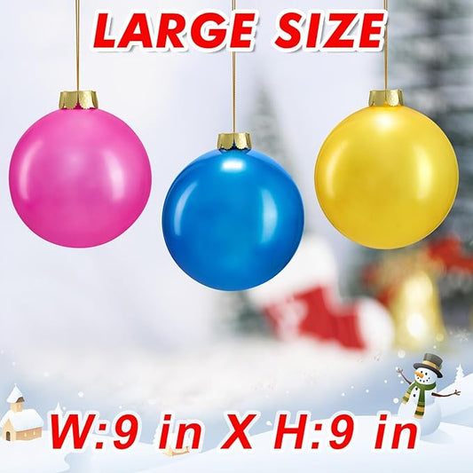 Inflatable Christmas Ornaments, 10 PCS Outdoor/Indoor Decorations for Christmas Tree, Front Door, Yard & New Year Festive (9 Inch Balls)