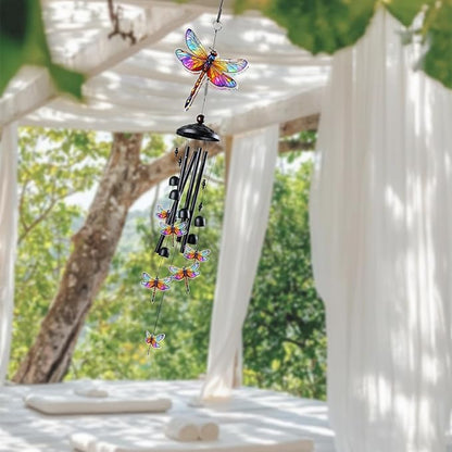 Dragonfly Wind Chimes for Outside, Black Metal Acrylic Windchimes Outdoors, Dragonflies Gifts for Women Men, Garden Yard Decor, Memorial/Birthday Gifts for Grandma Mom, Durable Chimes for Outdoors