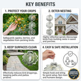 12PCS Stainless Steel Bird Deterrent Wind Spinners for Outside – Reflective Outdoor Bird Repellent Hanging Ornaments, Humane Pigeon Scarer for Yard Garden, Balcony, Patio, Roof & Window (12, Flower)