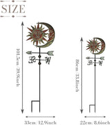 TERESA'S COLLECTIONS Sun & Moon Face Solar Outdoor Lights, Metal Decorative Stake Weathervane Garden Decor for Outside, Yard Decorations Outdoor Lawn Ornaments for Porch Decor Gifts for Mom, 40"