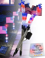 8 Solar American Flag Pathway Lights - Red, White & Blue Yard Glow for 250th Independence Celebration Us, Outdoor Garden Patriotic Decorations Set with Stake for 4th of July Party(8-Pieces)