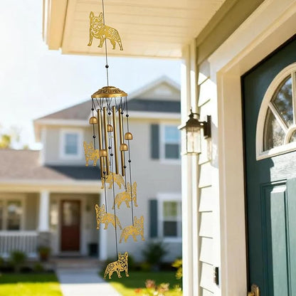 Garden Decor Outdoor Puppy Hanging Wind Chime Decorative - French Bulldog Wind Chimes Hanging Ornament for Pet Lovers Metal Animal Outdoor Garden Art Backyard Decor