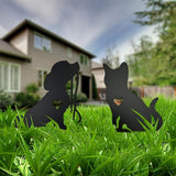 Metal Garden Decor for Outside, Black Silhouette Statues Gifts for Yard Ornaments,Lawn, Patio, Pathway,Outdoor Garden Decor, Lawn Ornaments (Cat+Dog)